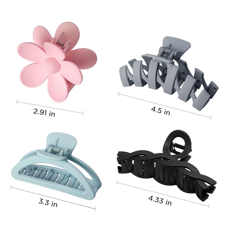 Sunolga 8PCS Hair Clips for Women, Flower Claw Clips for Thick Hair, Non-Slip Hair Accessories with Multi-Styles, Different Color Hair Claw Clips and Variety Pack, Ideal for Girls - Image 2